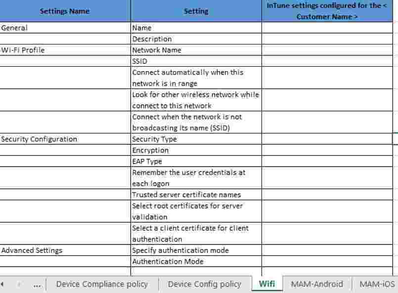 Download Intune Configuration Spreadsheet Excel List of Policies Configurations - Fig.7