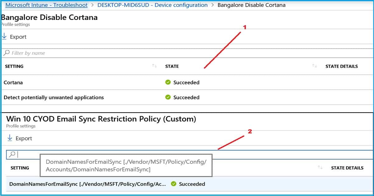 Configuration Profile Settings Intune Device Configuration Profile Per Setting View