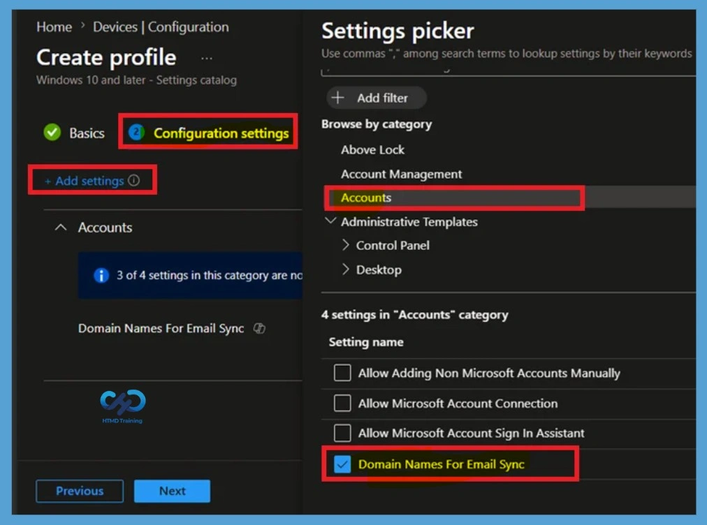 How to Block Personal Email Synchronization on Windows Devices with Intune- Fig.5