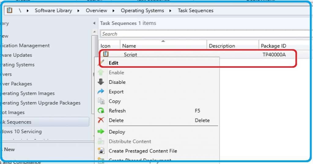 SCCM 1812 Double Click TS to open Edit Menu