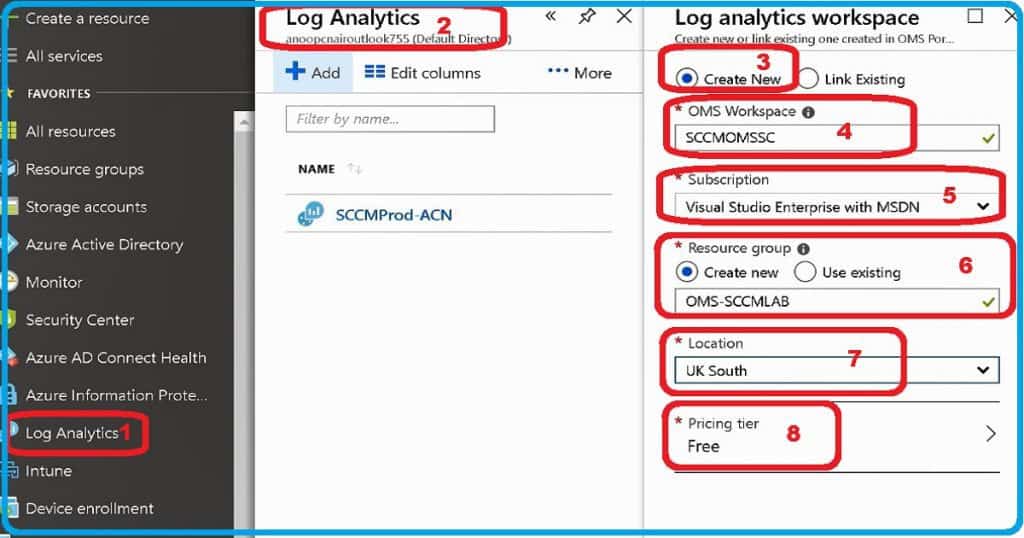 SCCM OMS Connector Setup Log Analytics Connector - Fig.4