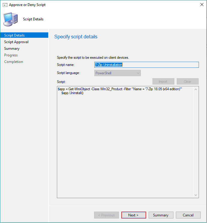 SCCM Run Script Deployment Step by Step Guide - Uninstall 7Zip without Package 3