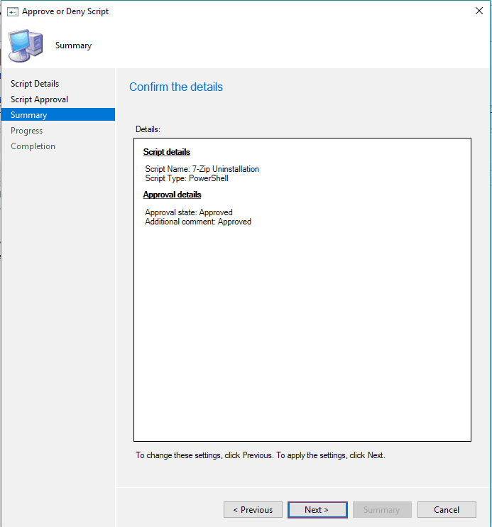 SCCM Run Script Deployment Step by Step Guide - Uninstall 7Zip without Package 5