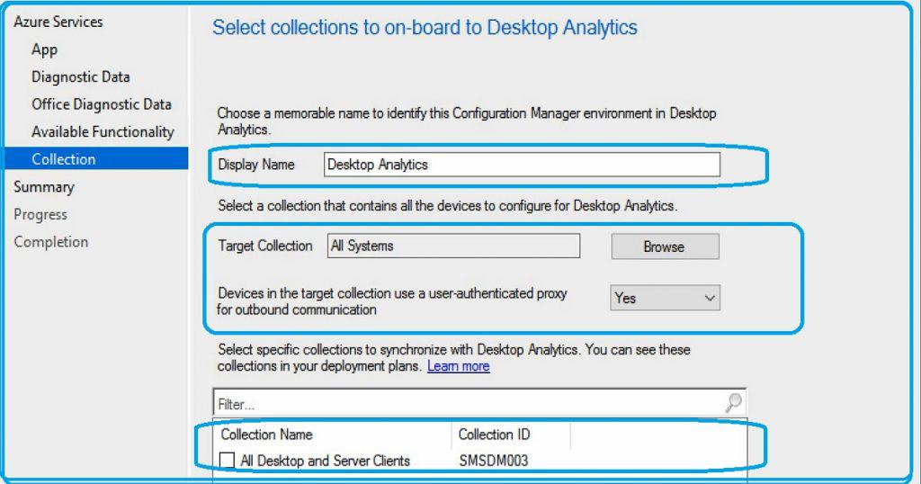 SCCM Desktop Analytics Integration - Collection and Proxy