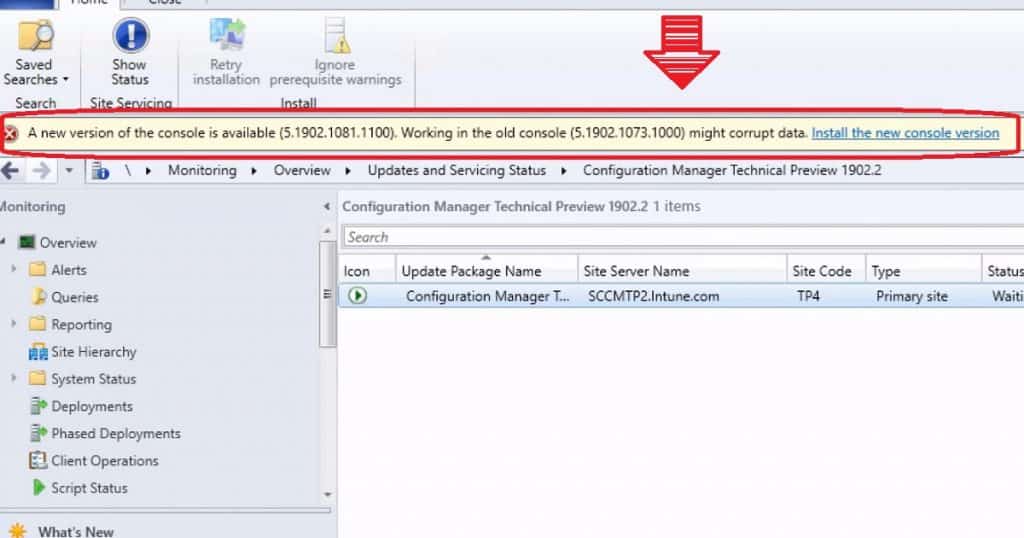 Microsoft SCCM 1902 Console Notification