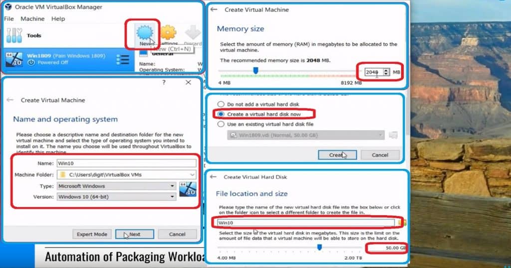 Oracle VirtualBox VM Creation Wizard - Setup Smart Package Studio