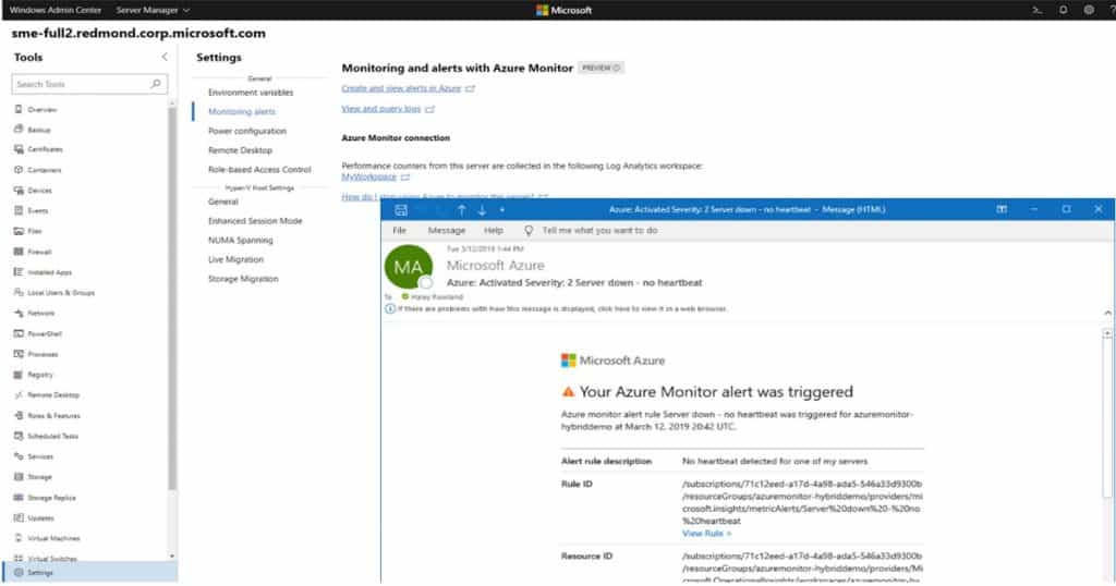 Windows Admin Center with Azure Monitor and Email Alerts 1