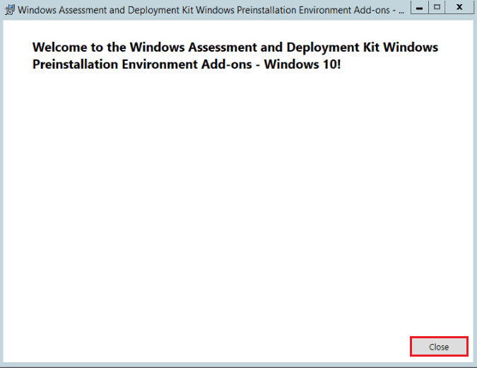 Complete the WinPE upgrade  - Upgrade Windows ADK add-on WinPE   