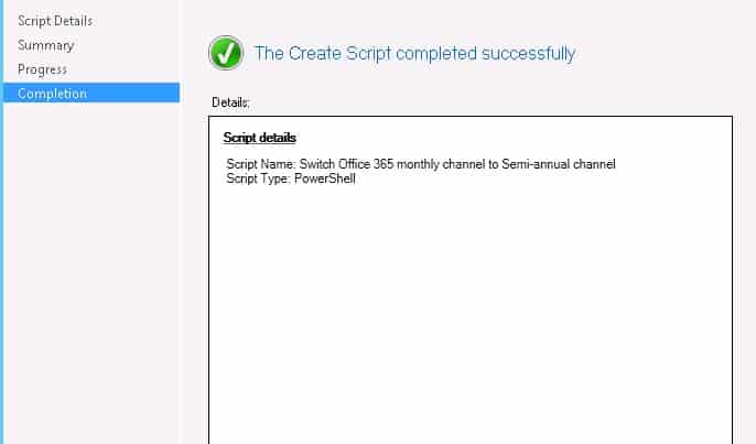 Change Office 365 Update Channel using SCCM Run Script