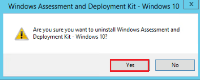 Confirmation Page of Windows ADK 1809 Upgrade