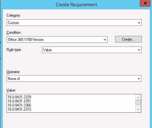 Create or Select Office 365 ProPlus Application Requirements