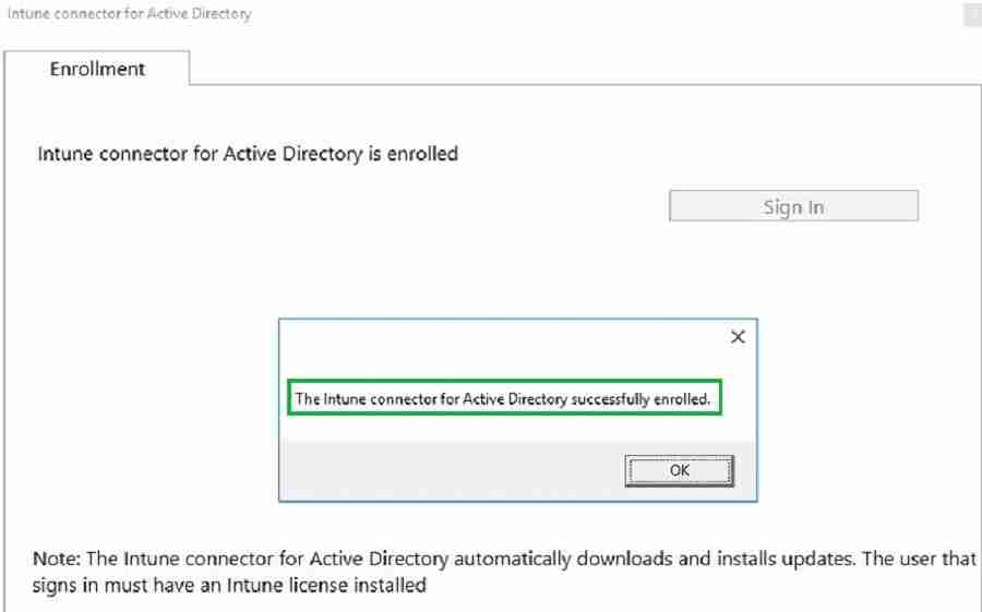 Configure -  Intune Connector for Active Directory 