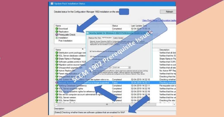 SCCM 1902 Prerequisite Check Failed Error NAP Policies