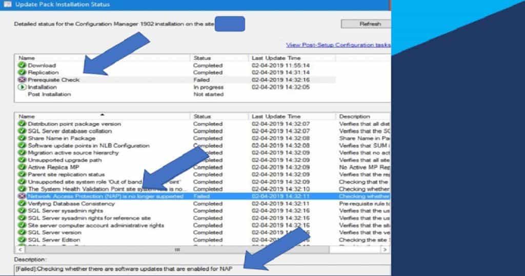 SCCM 1902 Prerequisite Check Failed