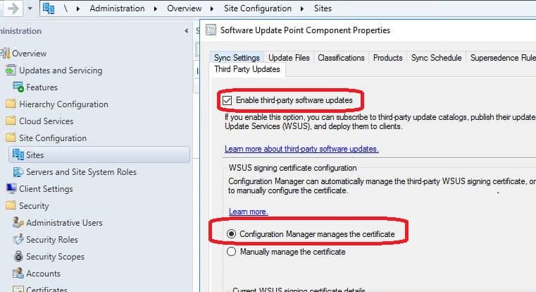 SCCM third-party software updates troubleshooting