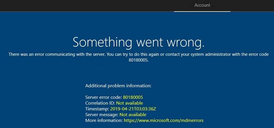 Windows Autopilot error 80180005 - Windows Autopilot Hybrid Azure AD 