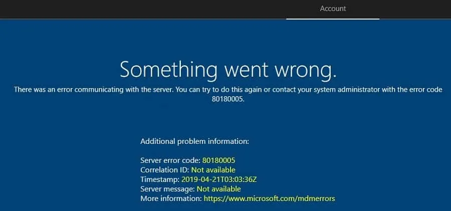 Windows Autopilot error 80180005 - Windows Autopilot Hybrid Azure AD 