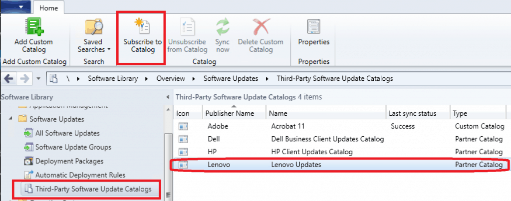 Subscribe to Partner Catalog - SCCM Third-Party Software Updates