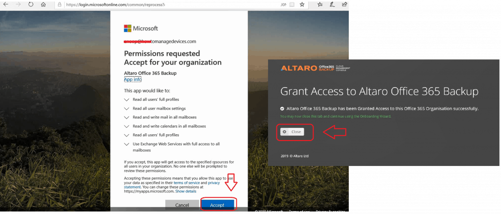 Grant Access - Altaro Office365 Backup Guide