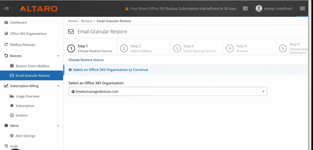  Restore Options - Restore Microsoft Office 365 mailboxes 