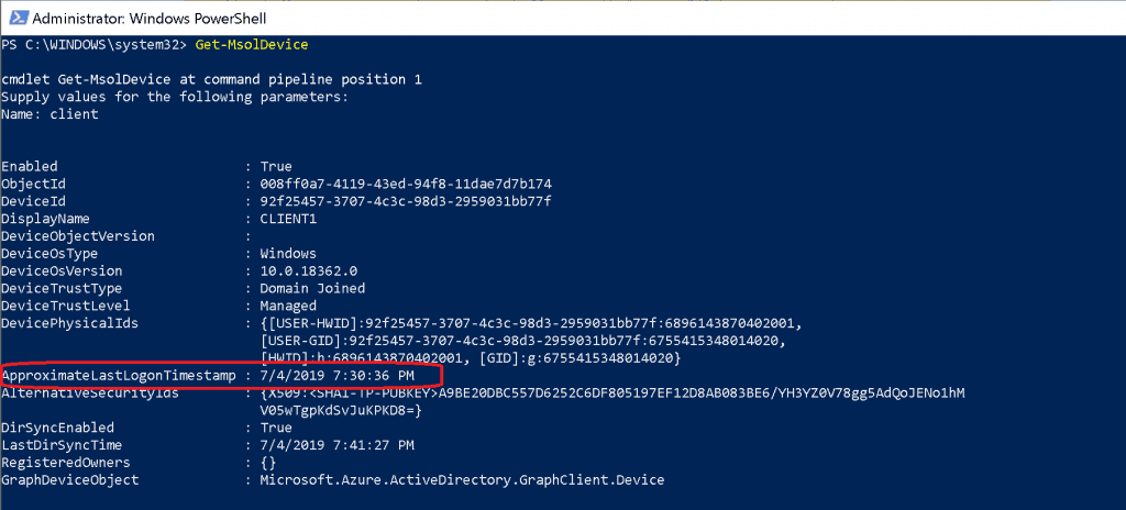 Get-MsolDevice - Azure AD Device Cleanup 