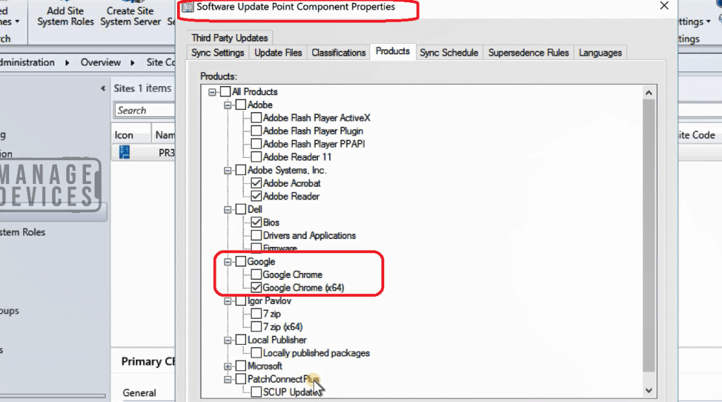 Patch Chrome with SCCM - Select Google Chrome (x64)