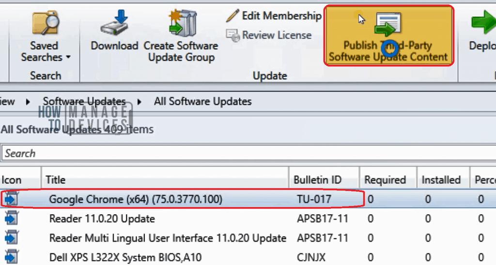 Patch Chrome with SCCM - Select Google Chrome (x64) & Publish Third-Party Software Update Content