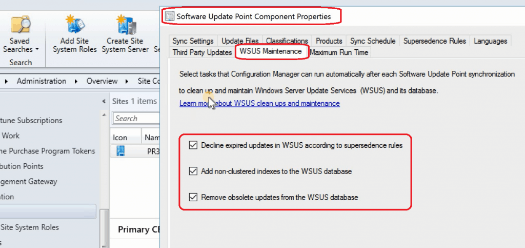 SCCM 1906 New Features - WSUS Maintenance