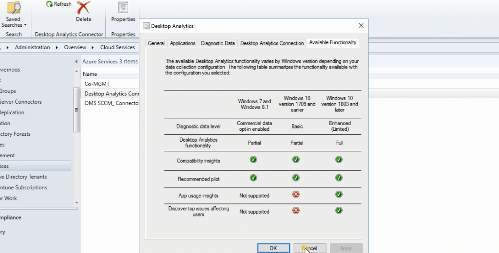 SCCM 1906 - Desktop Analytics