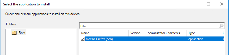 SCCM 1906 - Select Application to Install on a device via fast channel