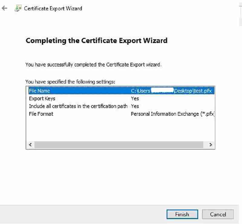 Certificate export summary - SCCM CMG Cloud Management Gateway Implementation Guide