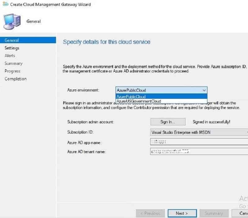 Azure environment Azure Public Cloud - New SCCM CMG Setup Guide