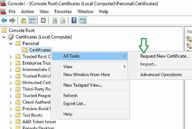 Request New Certificate CMG SCCM CMG Cloud Management Gateway Implementation Guide