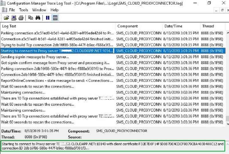 SMS_Cloud_ProxyConnector.log SCCM CMG Cloud Management Gateway Implementation Guide