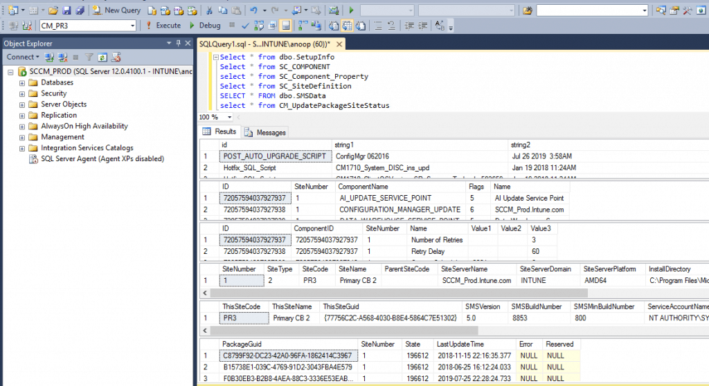 SCCM Tables which will help to run SQL Applicability Scripts