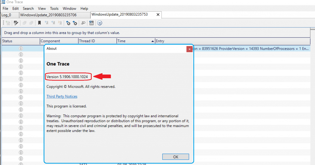 SCCM ONETRACE Version 5.1906.1000.1024