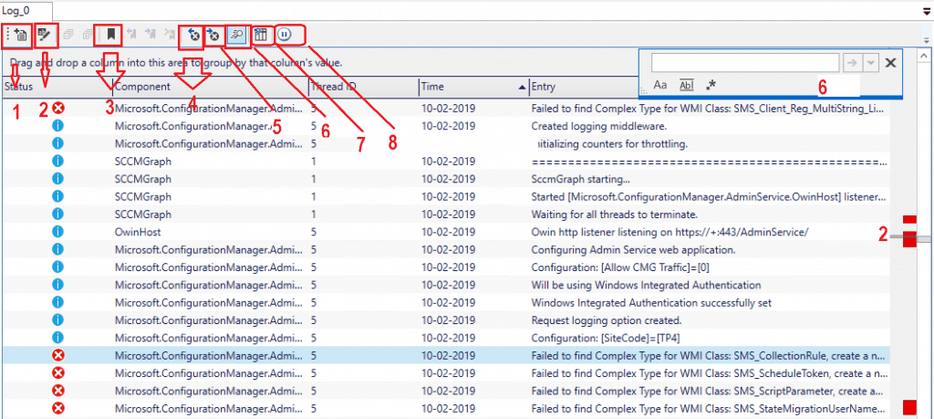 SCCM Onetrace Log file Reader part of Support Center - Log file options