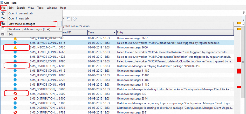 SCCM Status Message Viewer Tool - File - > View Status Message - Connect to remote machine