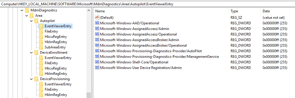 MDMDiagnostics Registry -  Windows Autopilot In-Depth Processes   