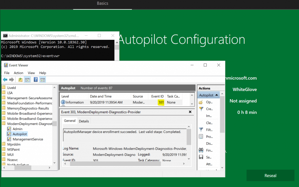 Windows Autopilot WhiteGlove - Event ID 303 success - Window Autopilot WhiteGlove  