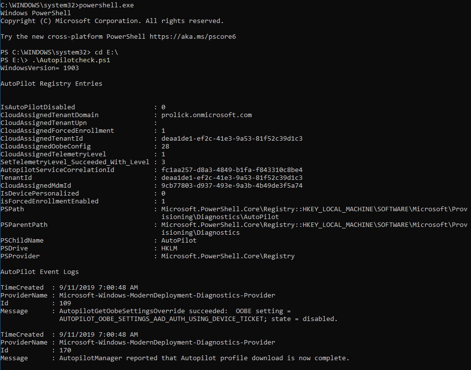 Script Output - Autopilot profile check from OOBE - Windows Autopilot In-Depth Processes 