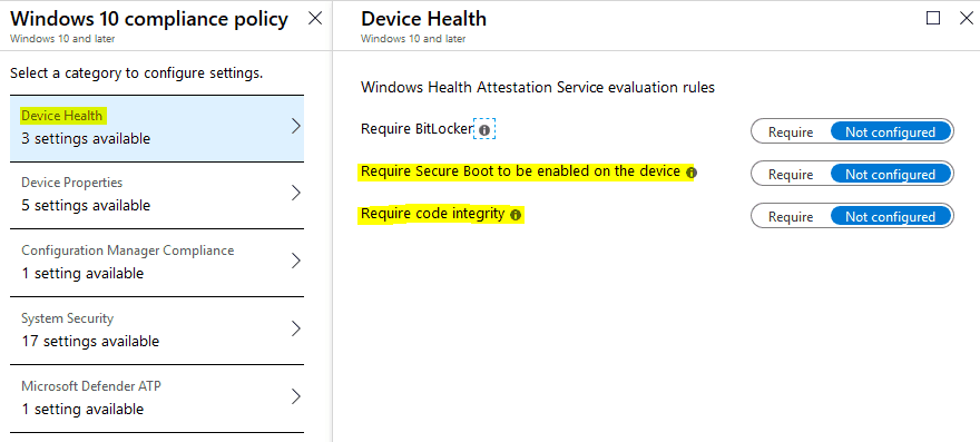 DHA - Intune Compliance Policy - Intune Device Health Attestation 