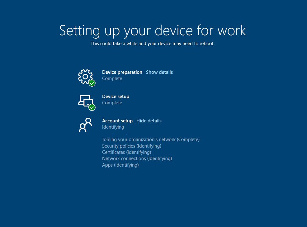 Windows Autopilot Whiteglove - User flow - ESP Account Setup