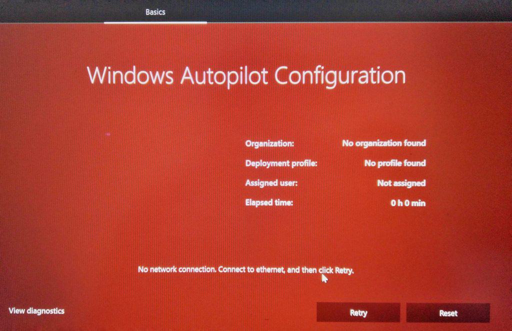 Device OOBE - WhiteGlove Error Red Screen - Window Autopilot WhiteGlove