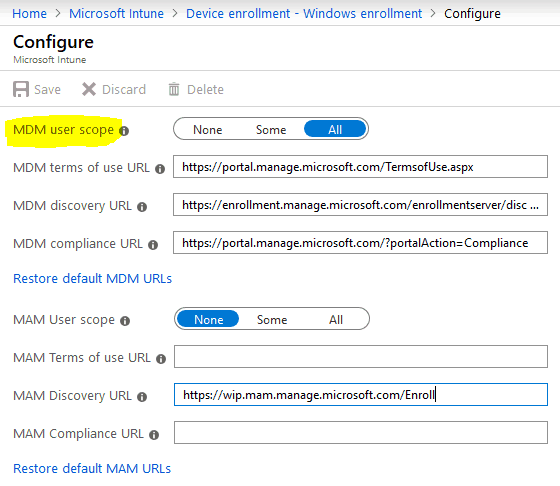 Enable MDM scope to allow Auto Enrollment -  Windows Autopilot Behind the Scenes