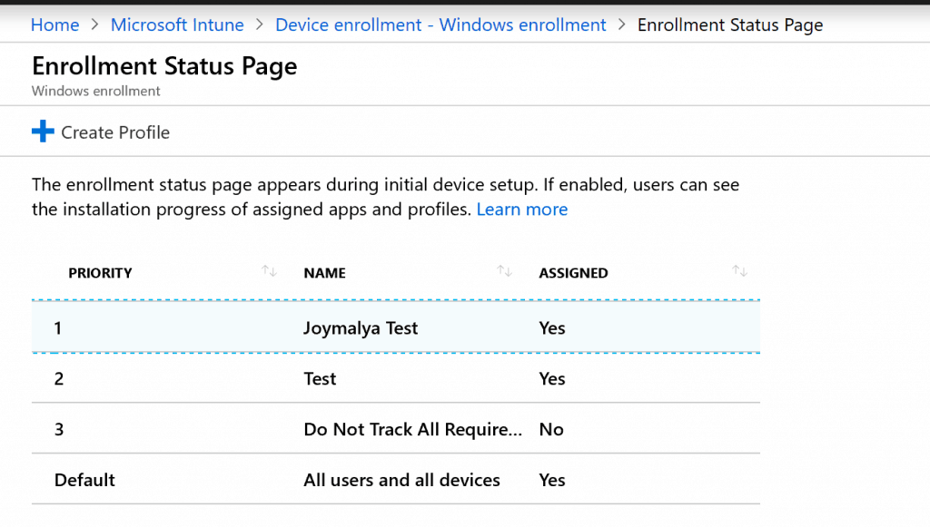 Windows Autopilot - Enrollment Status Page