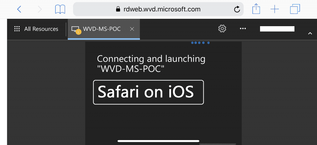 Safari Browser on iOS 12 device - WVD Resource Access from Client