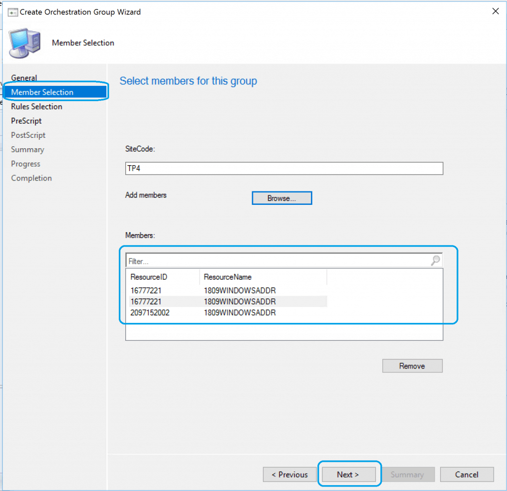 Resource selection - SCCM Orchestration Group 