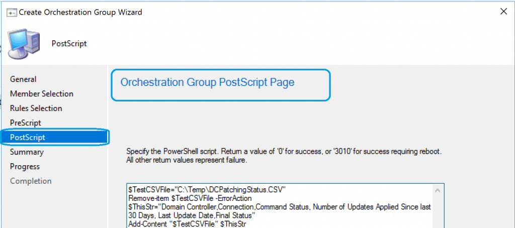 PostScript Page - SCCM Orchestration Group  