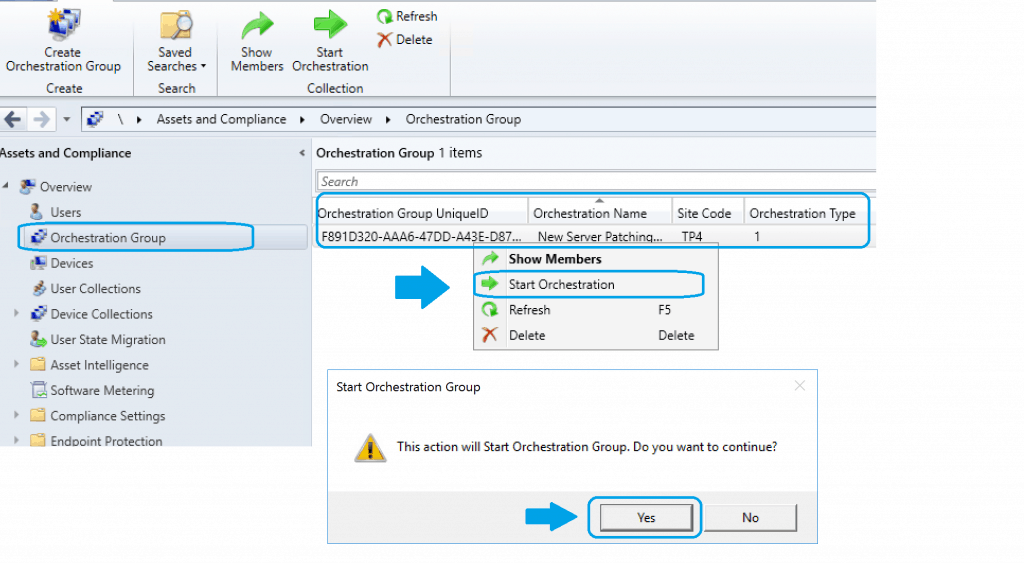 Start Orchestration - SCCM  Orchestration Group 